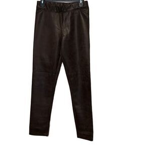 MAX‎ STUDIO Womens Faux Leather Pants Size M Distressed Look Brown Pull-On